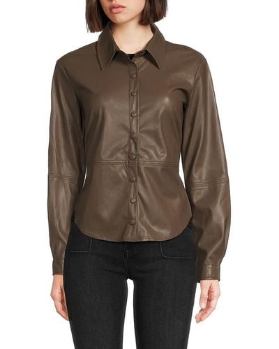 Heartloom Delancy Faux Leather Shirt - Natural
