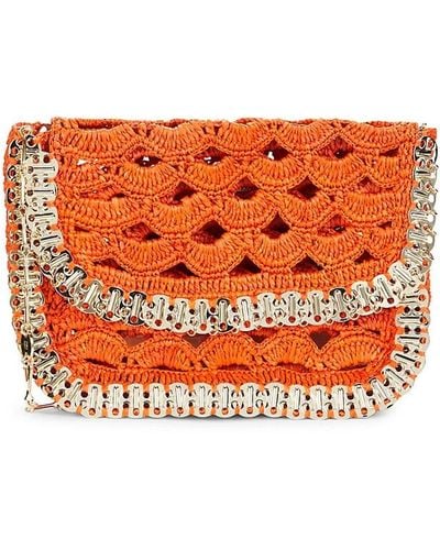 Rabanne Raffia Crochet Shoulder Bag - Orange