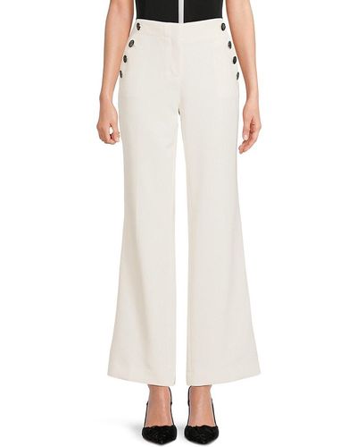 Karl Lagerfeld Solid Wide Leg Trousers - White
