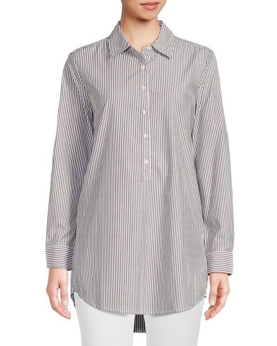 J.McLaughlin Arissa Pinstripe Tunic Shirt - Grey