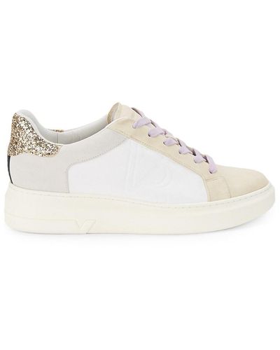 Veronica Beard Geri Colorblock Leather & Suede Sneakers - White