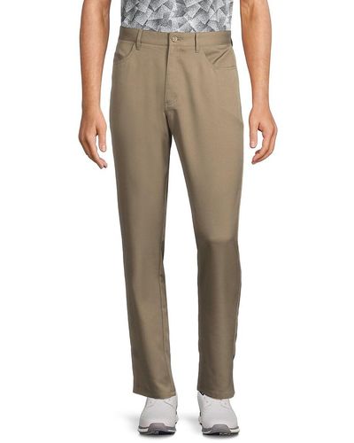 Tailorbyrd Solid Flat Front Pants - Natural