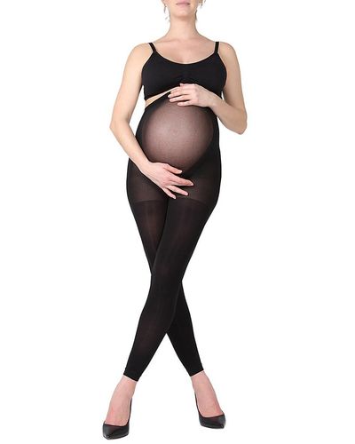 Memoi Opaque Maternity Footless Tights - Black