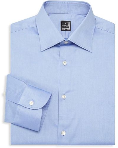 Ike Behar William Cotton Dress Shirt - Blue