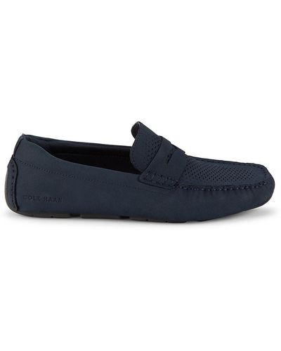 Cole Haan Leather Driving Penny Loafers - Blue