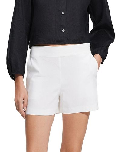 Theory Linen Blend Mini Shorts - Black