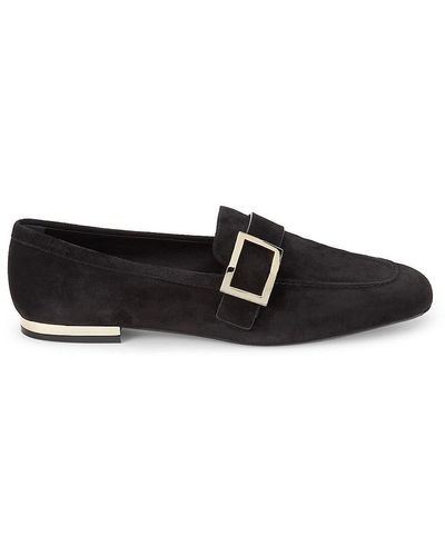 Roger Vivier Suede Buckle Loafers - Black