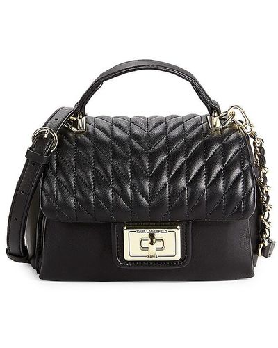 Karl Lagerfeld Agyness Quilted Leather Crossbody Bag - Black