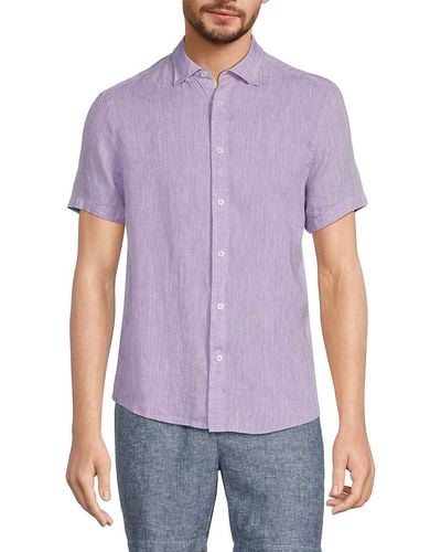 Report Collection Short Sleeve Linen Shirt - Purple