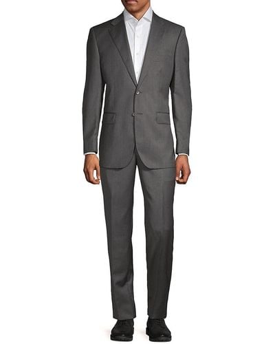 Saks Fifth Avenue Men's Tailored-fit Wool & Silk-blend Suit - Gray - Size 44 R
