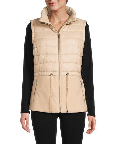 Calvin Klein Stand Collar Quilted Vest - Natural
