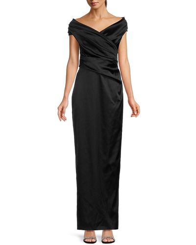 Talbot Runhof Ruched Surplice Gown - Black