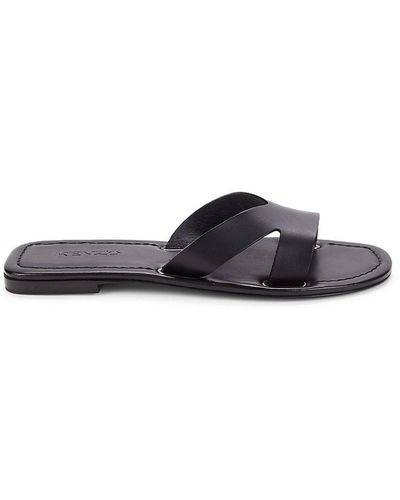 KENZO Leather Flat Sandals - Black