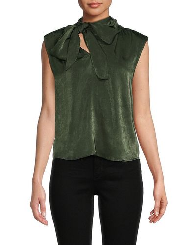 St. John Dkny Tie Neck Satin Top - Green