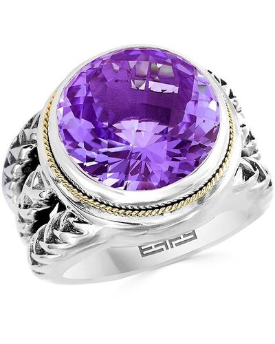 Effy ENY Sterling Silver, 18k Gold & Amethyst Ring - Purple