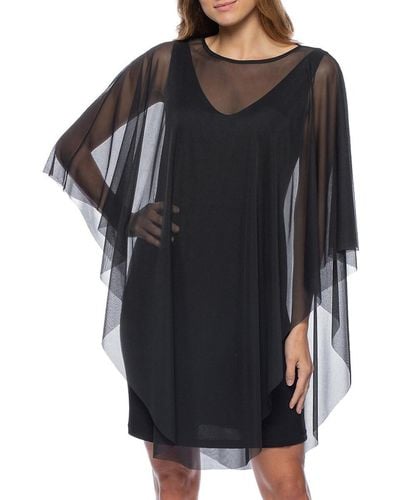 Marina Mesh Overlay Sheath Dress - Black