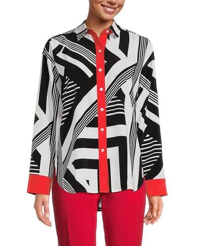 Karl Lagerfeld Geometric Print High Low Shirt - Red
