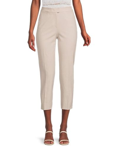 Piazza Sempione Solid Cropped Trousers - Natural