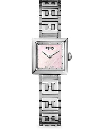 Fendi Forever 16mm Stainless Steel, Mother Of Pearl & Diamond Bracelet Watch - White