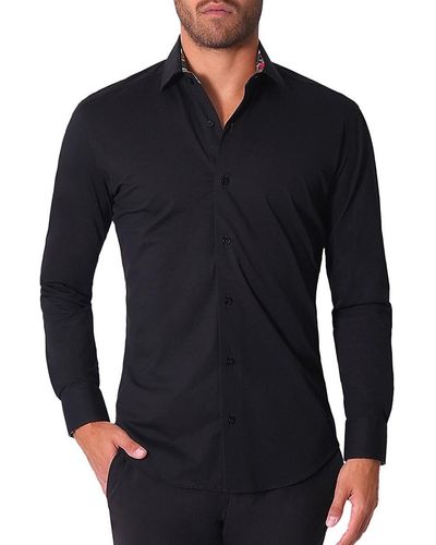 Bertigo Solid Button Down Shirt - Black