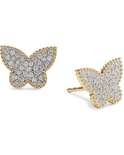 Effy 14K & 0.24 Tcw Diamond Butterfly Stud Earrings - Multicolour