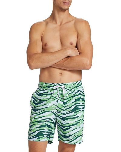 Saks Fifth Avenue Saks Fifth Avenue Tiger Wave Swim Shorts - Green