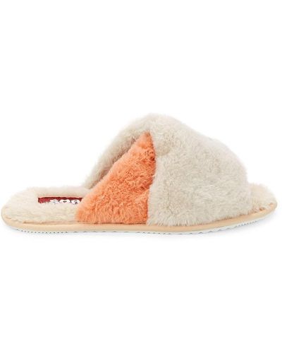Sorel Go Mail Run Faux Fur Suede Slippers - White