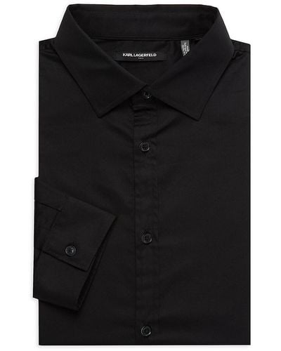 Karl Lagerfeld Spread Collar Dress Shirt - Black