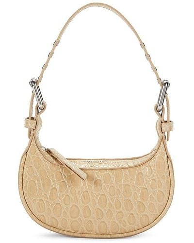BY FAR Croc Embossed Leather Shoulder Bag - White
