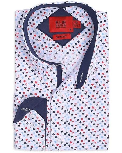 Elie Balleh Polka Dot Slim Fit Sport Shirt - Blue