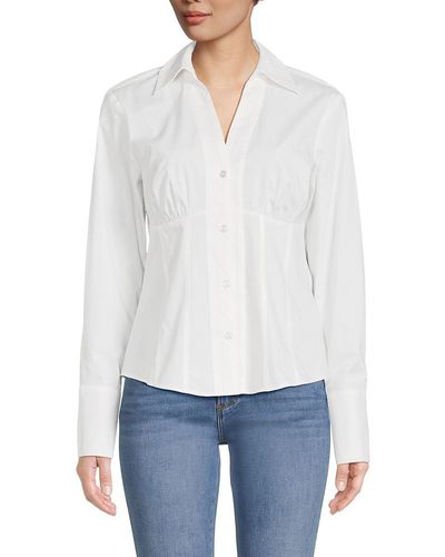 DKNY Solid Ruched Shirt - White