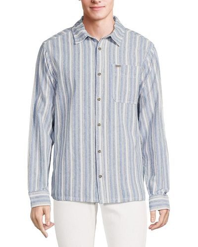 Buffalo David Bitton 'Sagel Striped Linen Blend Shirt - Blue