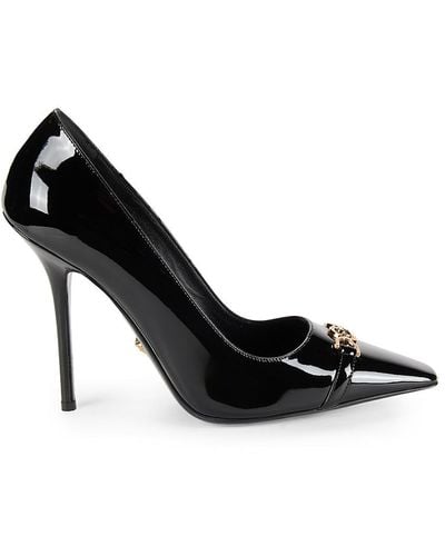 Versace Embellished Patent Leather Court Shoes - Black