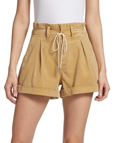PAIGE Carly Self Tie Pleated Shorts - Natural