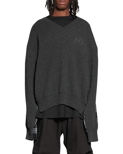 Balenciaga Hybrid Mixed Media Cashmere Blend Sweater - Black