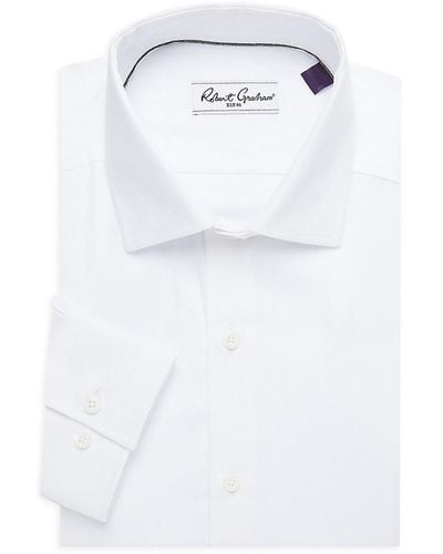 Robert Graham Cotton Tailored Fit Dress Shirt - White