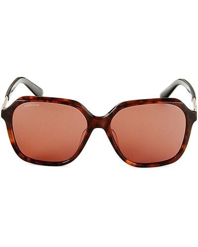 Swarovski 56mm Square Sunglasses - Brown