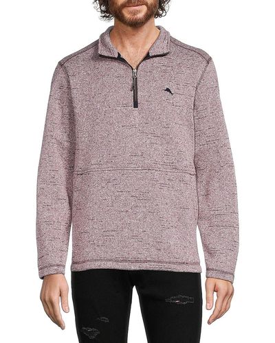 Tommy Bahama Glacier Bay Heathered Quarter Zip Pullover - Purple