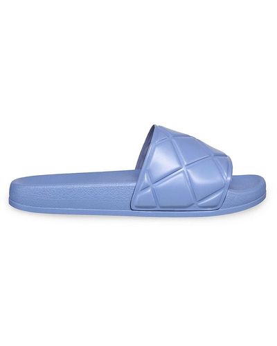 French Connection Quilted Slides - Blue