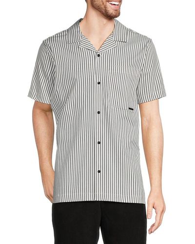 Karl Lagerfeld Striped Camp Shirt - Gray