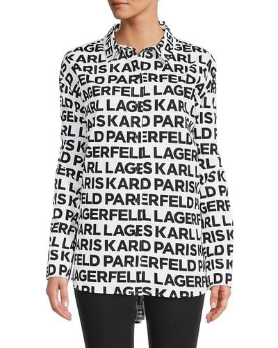 Karl Lagerfeld Logo Drop Shoulder Shirt - White