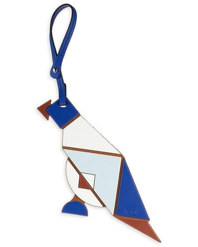 Tod's Parrot Figure Leather Keychain - Blue