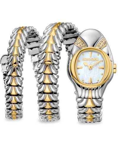 Roberto Cavalli Women's Stainless Steel & Diamond Snake Bracelet Wrap Watch - Multicolor