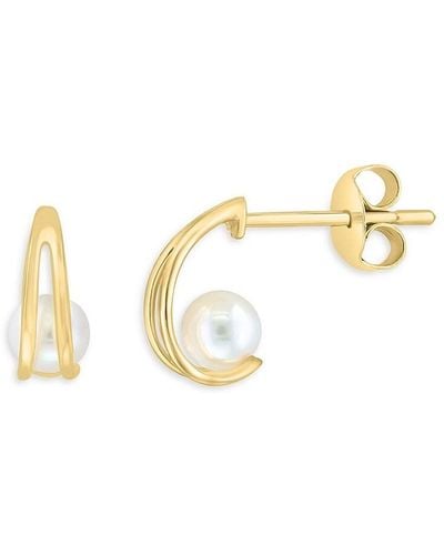 Effy 14k Yellow Gold & 3mm Freshwater Pearl Stud Earrings - Metallic