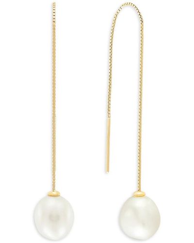 Saks Fifth Avenue 14k Yellow Gold & 9.5-10mm Freshwater Pearl Threader Earrings - White