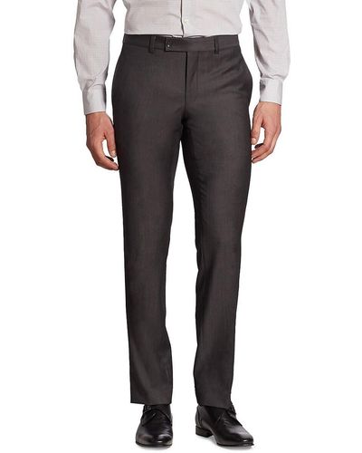 Saks Fifth Avenue Slim-fit Basic Ford Wool Pants - Grey