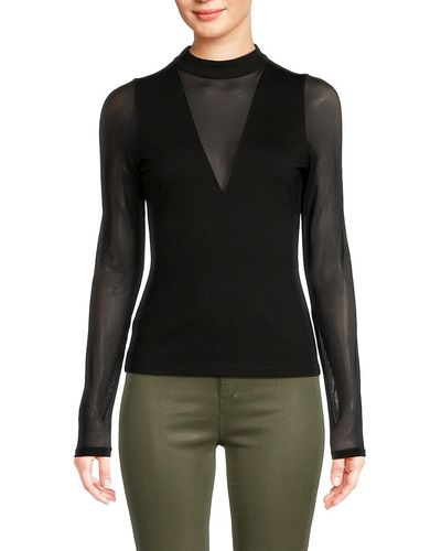 BCBGeneration Sheer Illusion Top - Black