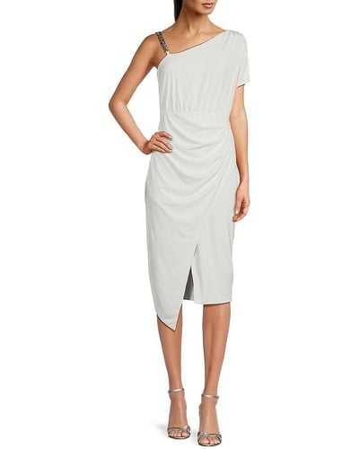 Guess Chain Strap Asymmetric Midi Dress - White