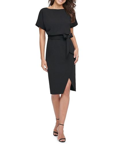 Kensie Dolman Sleeve Midi Dress - Black