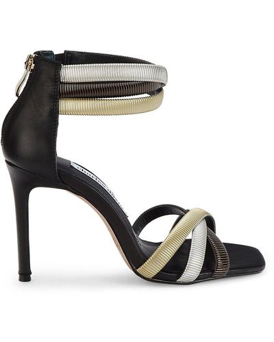 Charles David Electra Leather Crossover-strap Stiletto Sandals - Black